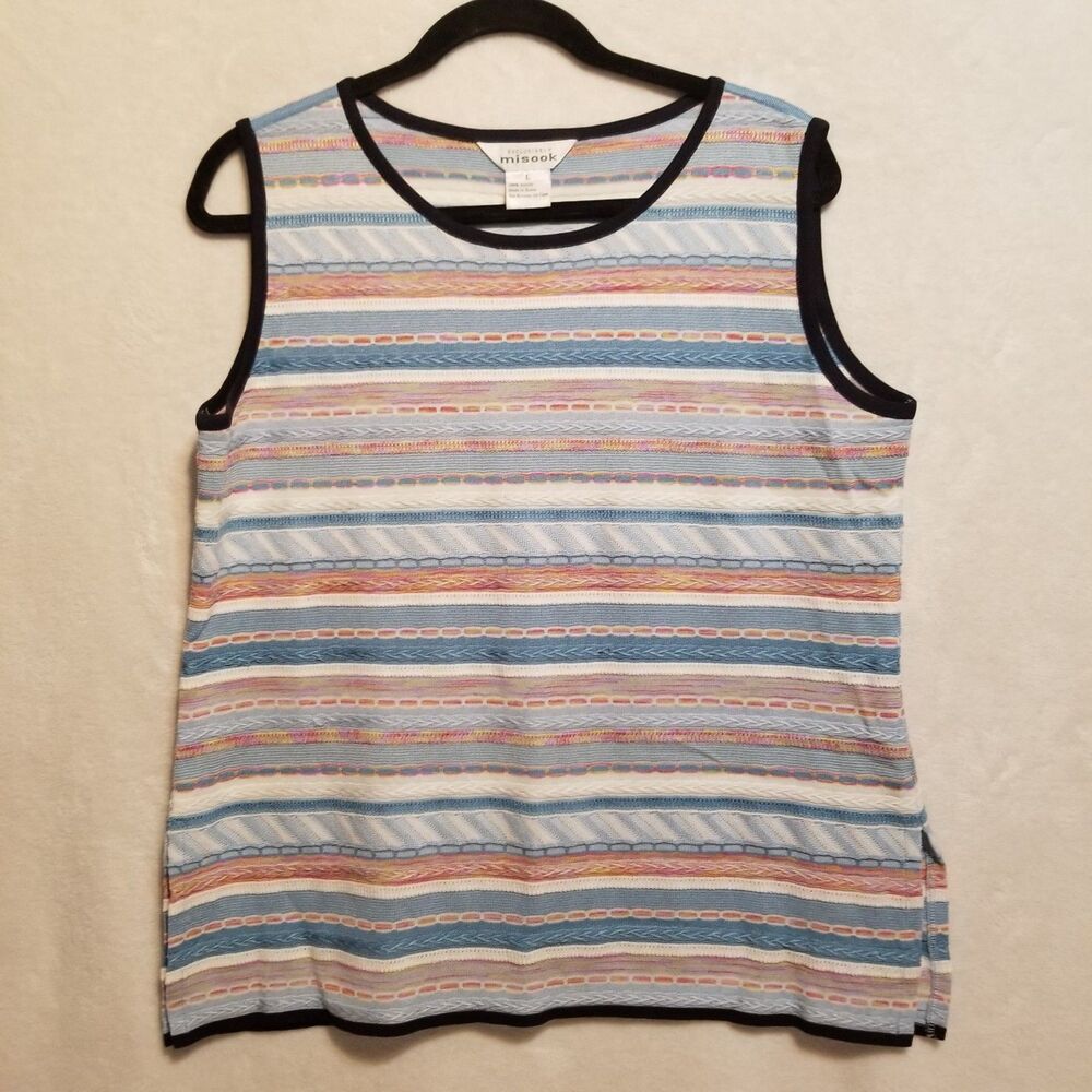 Exclusively Misook L Tank Top Shell Layering Pastel Knit Stretch Career Feminine